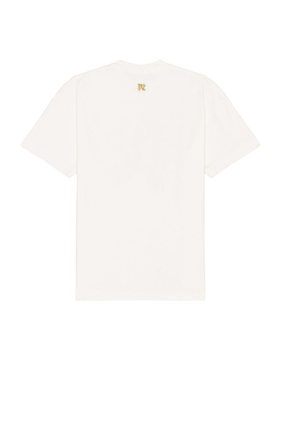 Palm Angels Burning Monogram Tee in White Product Image