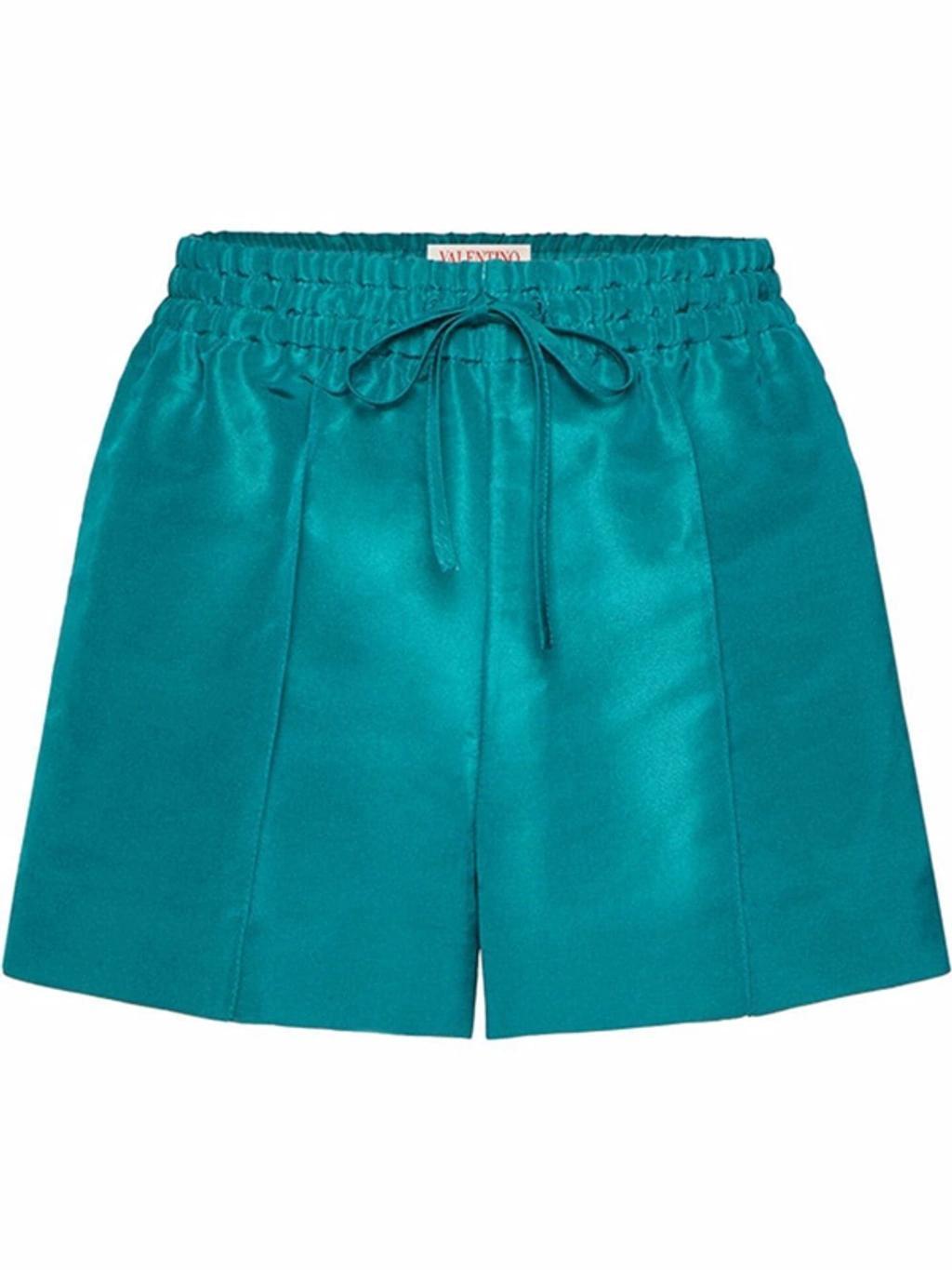 VALENTINO Drawstring-waist Pressed-crease Shorts In Blue Product Image