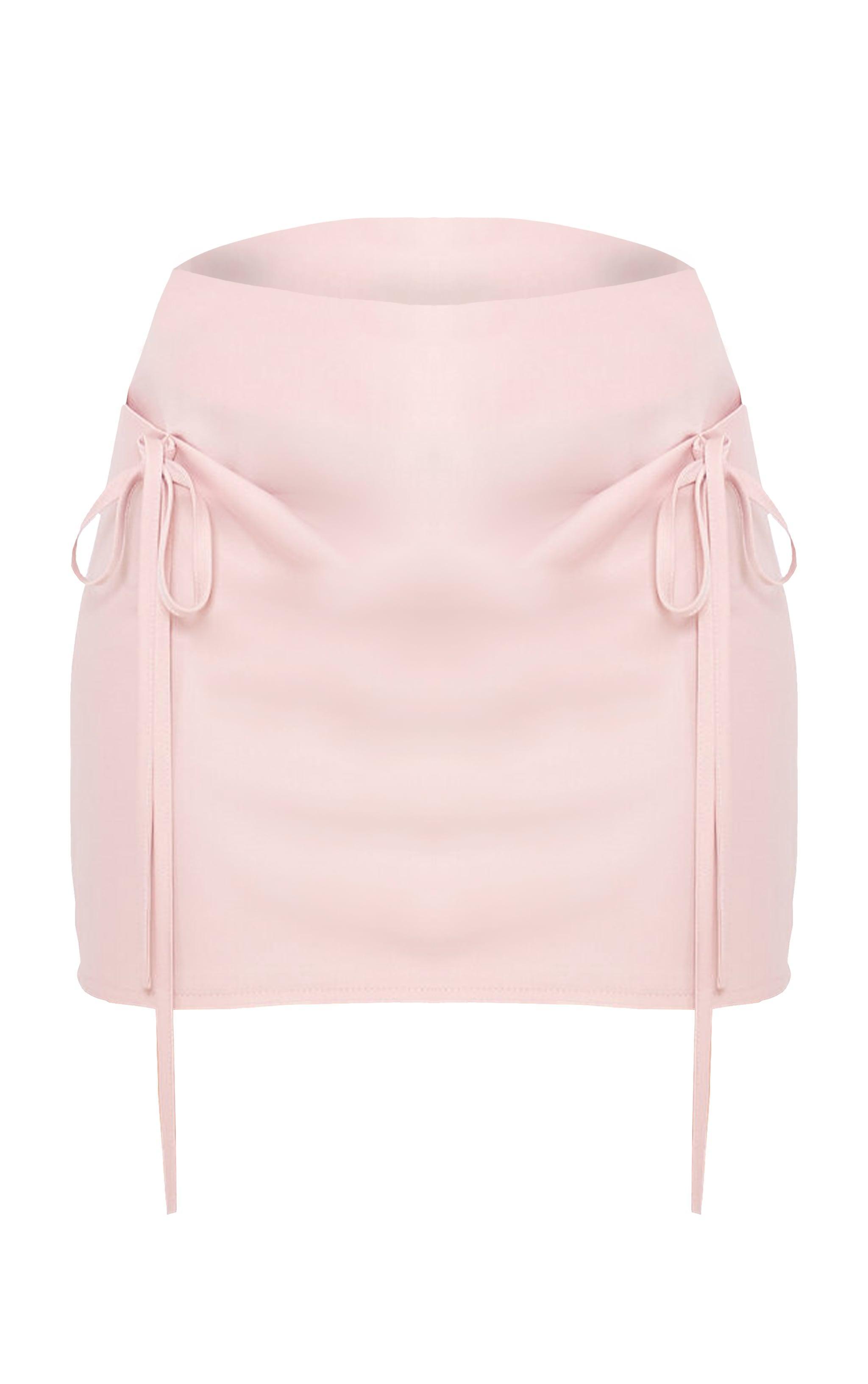 Dusty Pink Satin Bow Front Flippy Mini Skirt Product Image