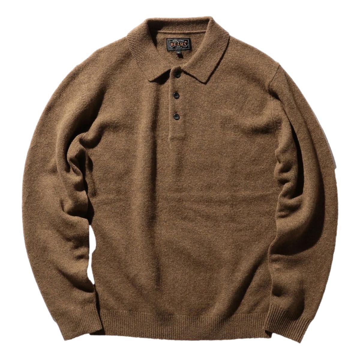 9 Gauge Knit Polo Brown Product Image