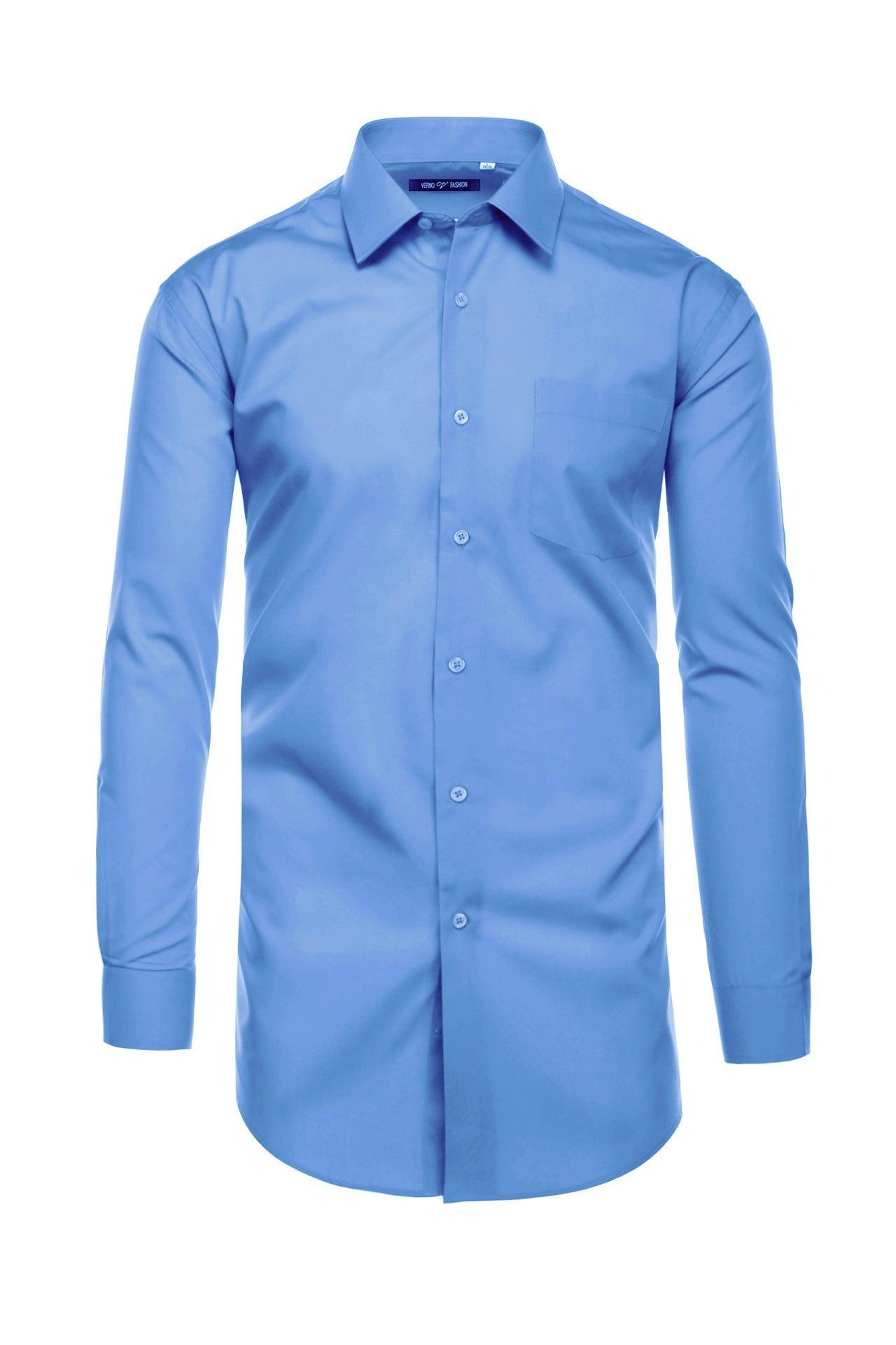 Cotton Blend Dress Shirt Regular Fit In Light Blue Product Image