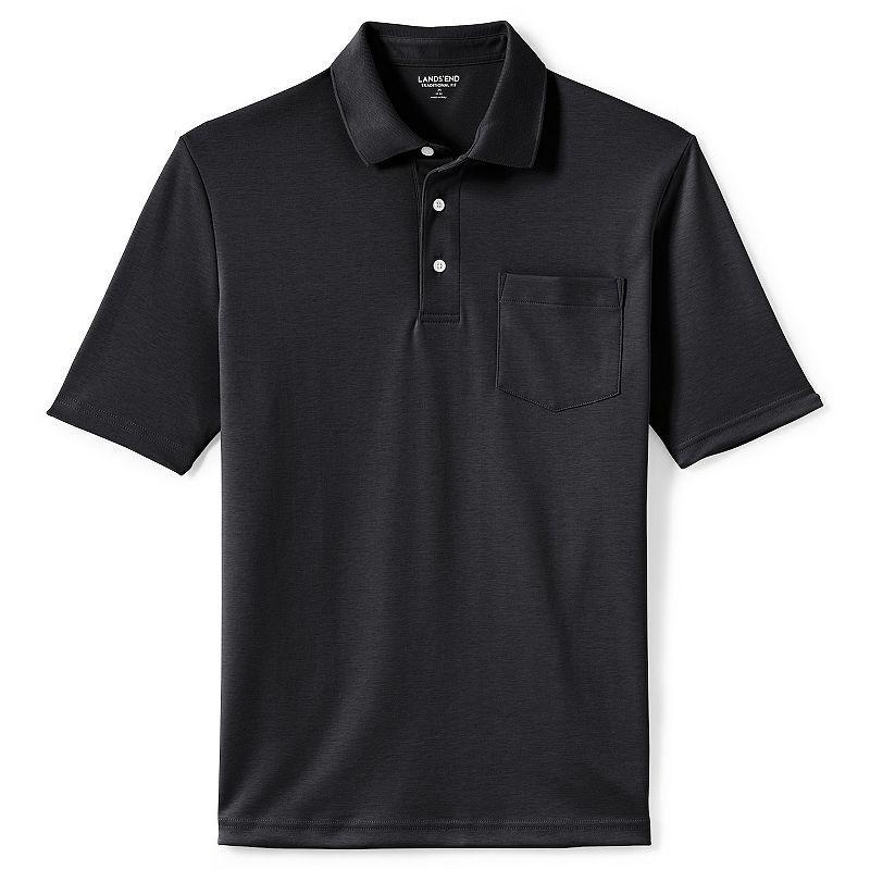 Mens Lands End Super Soft Supima Pocket Polo Dark Blue Product Image