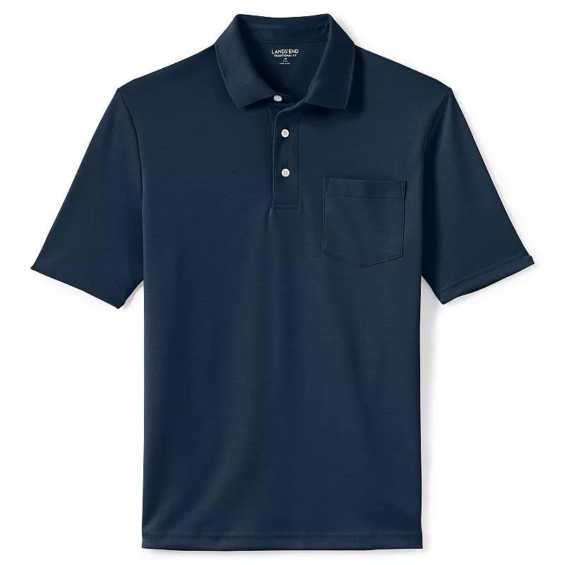 Mens Lands End Super Soft Supima Pocket Polo Dark Blue Product Image