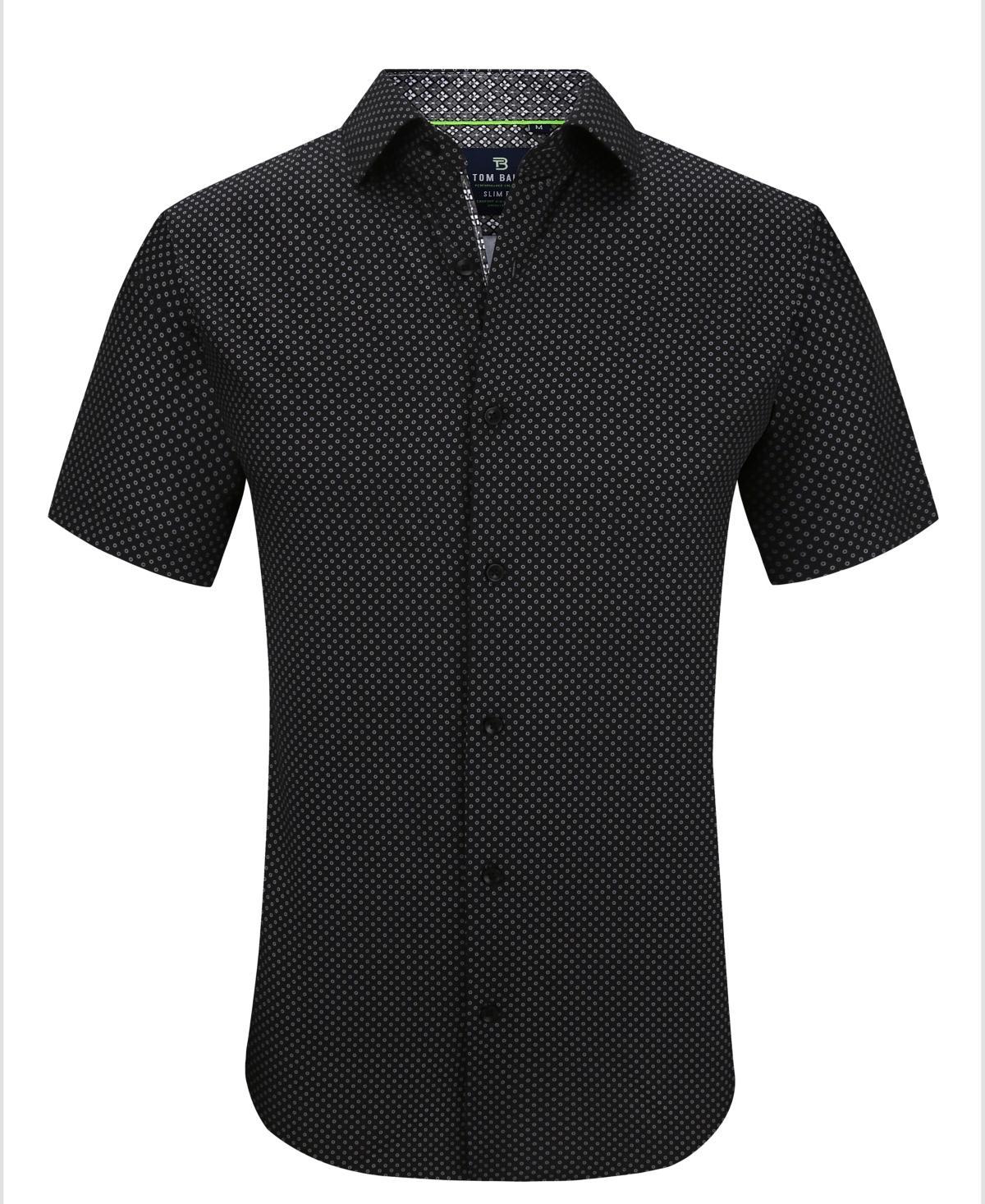 Tom Baine Mens Short Sleeve Slim Fit Button Down Shirt - Navy Product Image