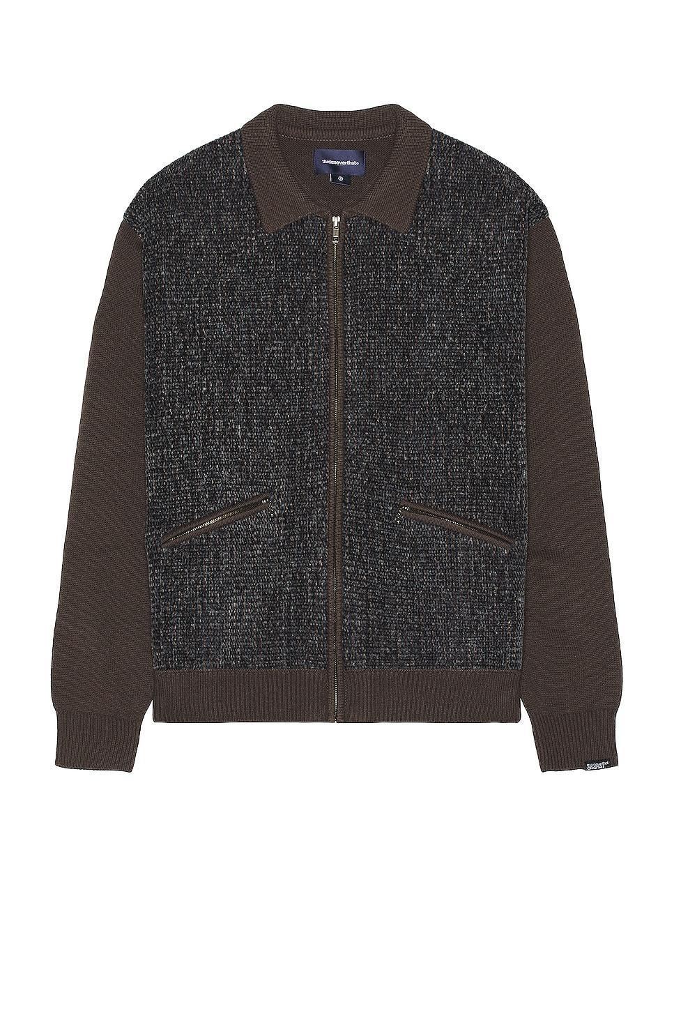 thisisneverthat Velvet Knit Zip Polo in Brown - Brown. Size XL/1X (also in ). Product Image