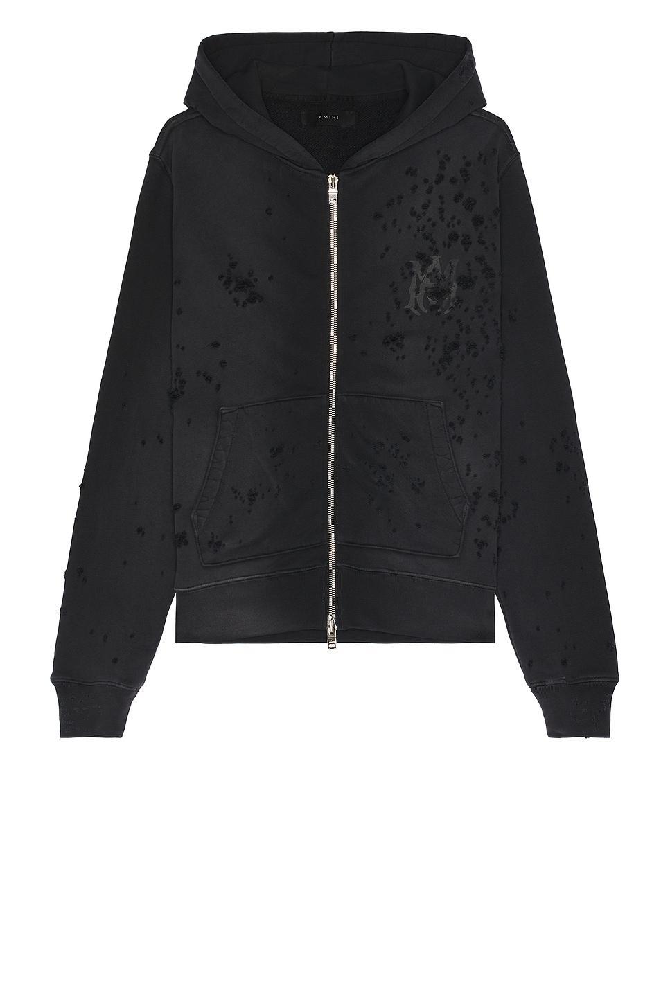 Amiri Ma Logo Shotgun Zip Hoodie in Faded Black - Black. Size S (also in ). Product Image