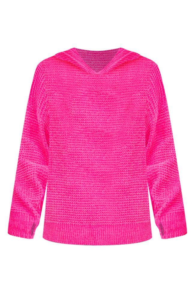 Found Your Love Hot Pink Chenille Oversized Hoodie Product Image