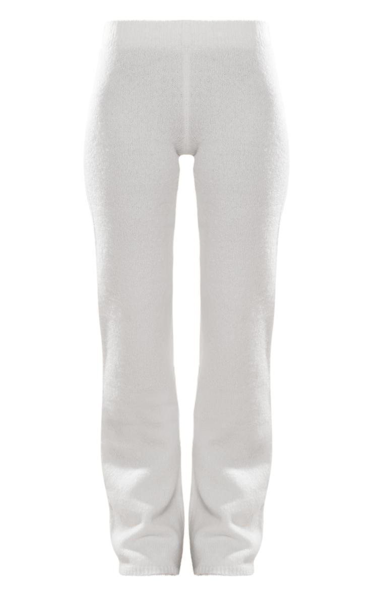 White Wide Leg Knit Pants Product Image