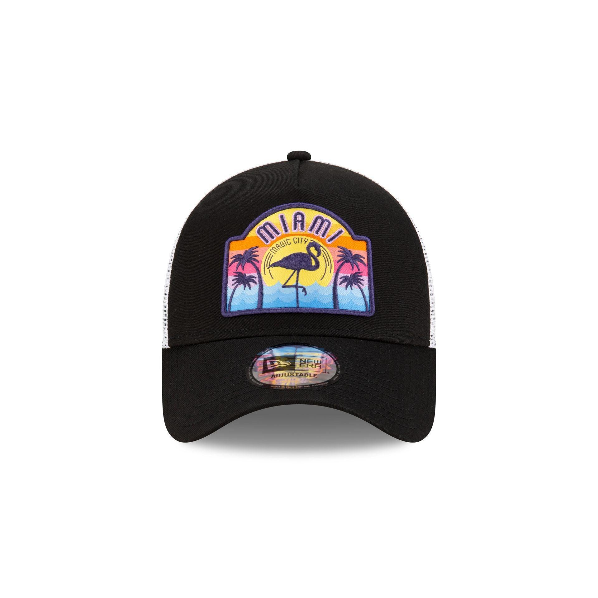 New Era Miami Black 9FORTY A-Frame Snapback Hat Male Product Image