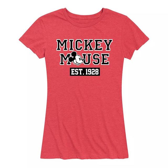 Disneys Mickey Mouse Womens Est. 1928 Graphic Tee Grey Gray Product Image