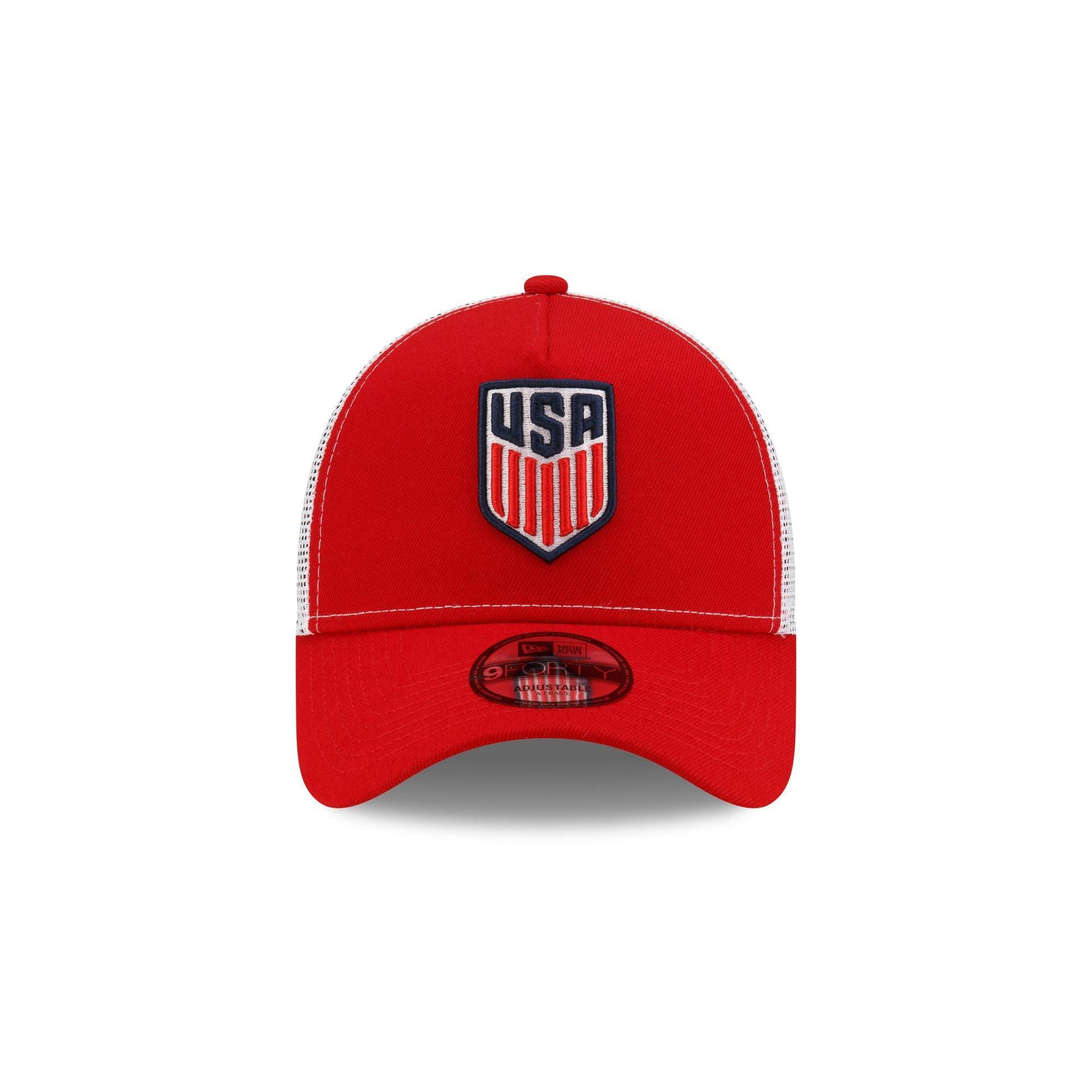 US Soccer Red 9FORTY A-Frame Trucker Hat Male Product Image