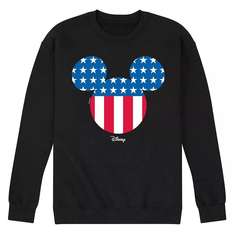 Disneys Mickey Mouse Mens American Flag Fleece Sweatshirt Blue Product Image