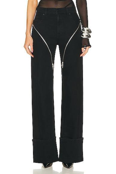 Mugler Baggy Wide Leg in Black - Black. Size 42 (also in ). Product Image