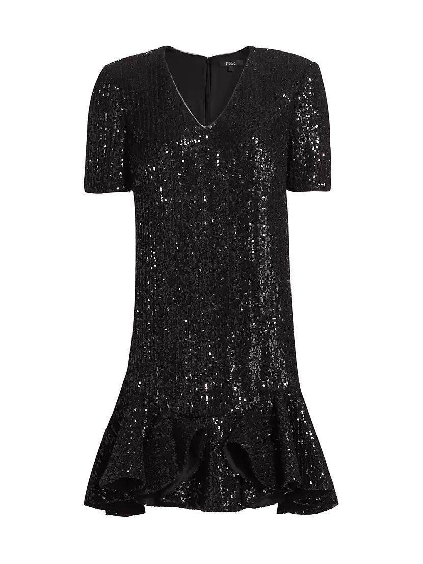 Womens Sequined Flounce Cocktail Dress Product Image