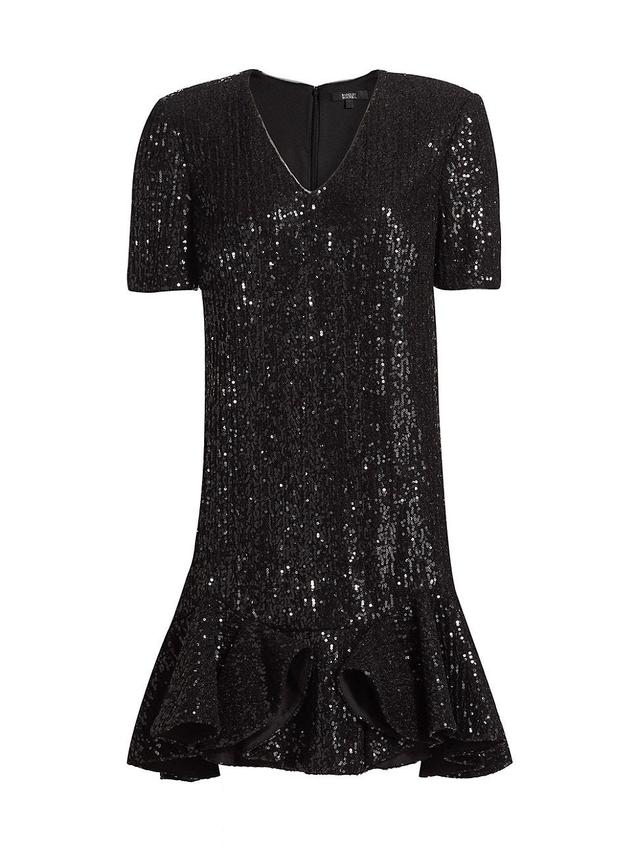 Sequined Flounce Cocktail Dress Product Image