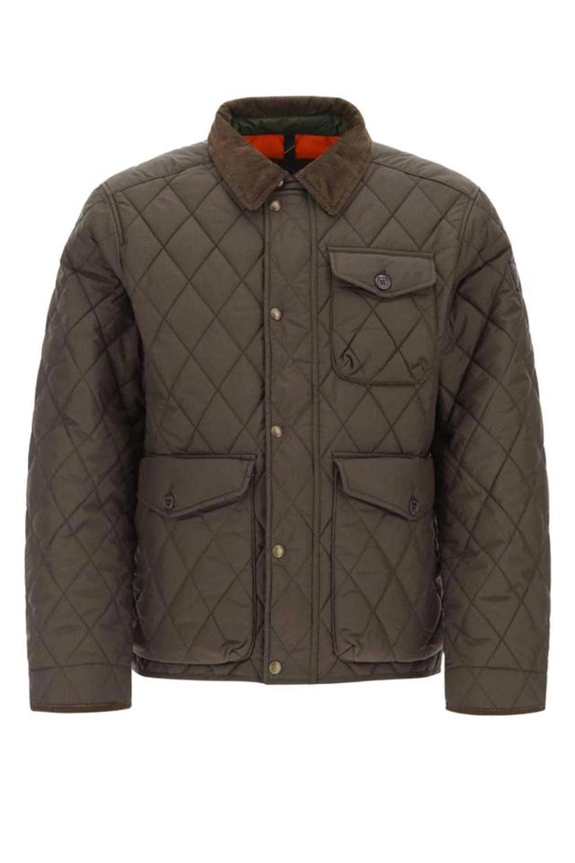 Quilted Straight Hem Jacket In Green Product Image