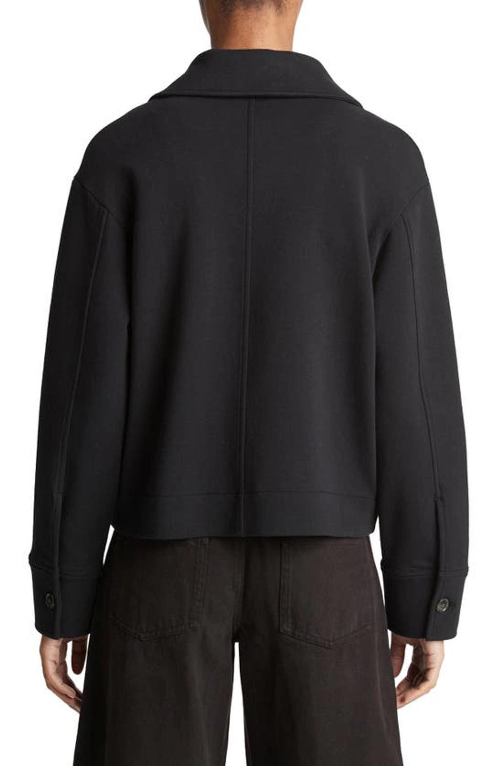 Zip-front Collared Jacket In Black Product Image