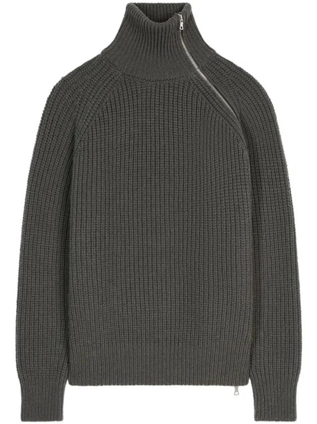 Zipped Wool Jumper In Grigio Product Image