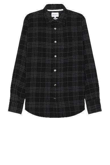 Norse Projects Algot Relaxed Wool Check Shirt in Black Product Image