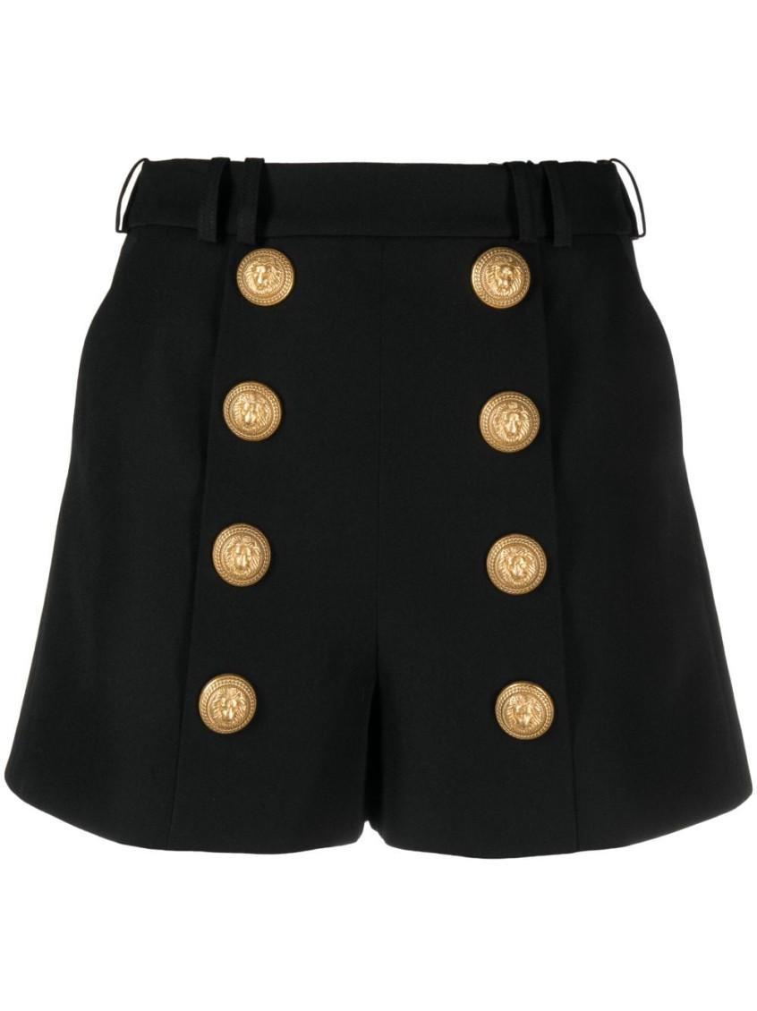 Women's Buttoned Wool Shorts In Black Product Image