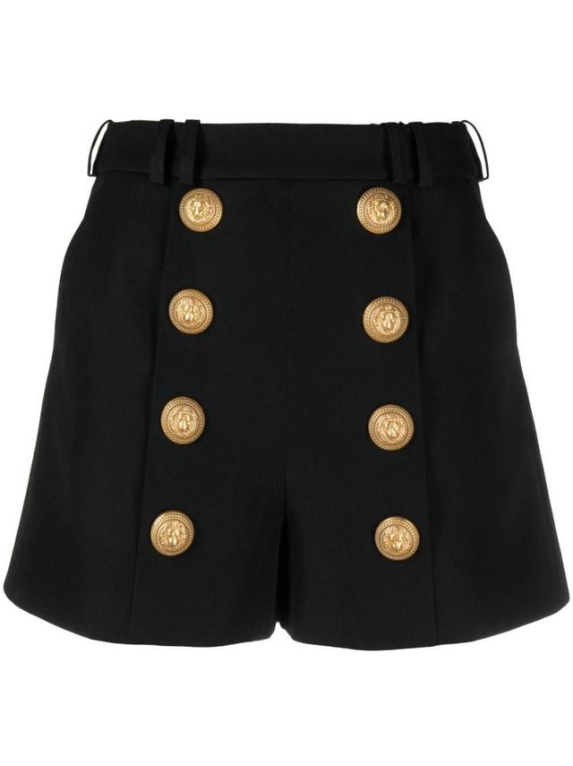 Women's Buttoned Wool Shorts In Black Product Image