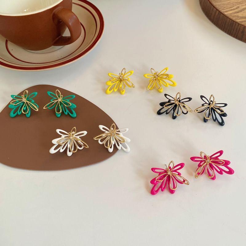 Floral Glaze Alloy Stud Earring Product Image