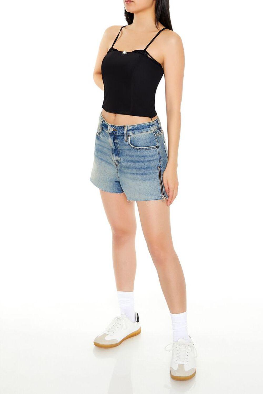 Raw-Cut High-Rise Denim Shorts | Forever 21 Product Image