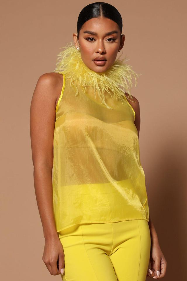 Jessica Feather Collar Tank Top - Chartreuse Product Image