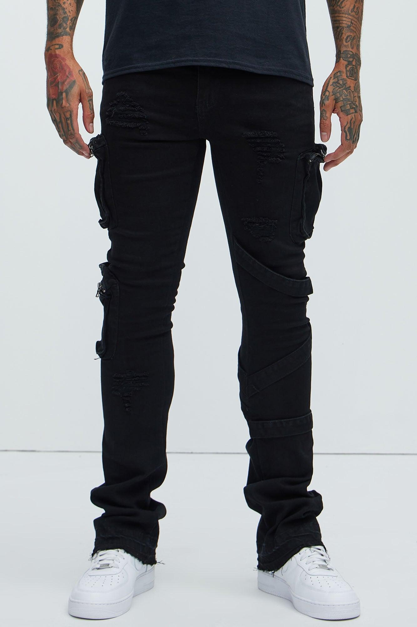 Find Out Cargo Flare Jeans - Black Product Image