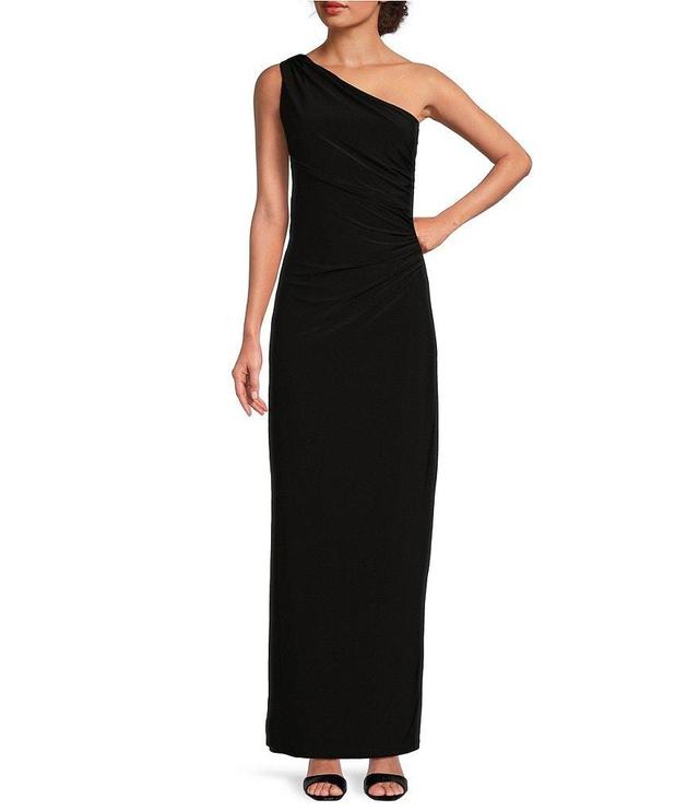 Marina One Shoulder Side Ruched Long Dress Product Image