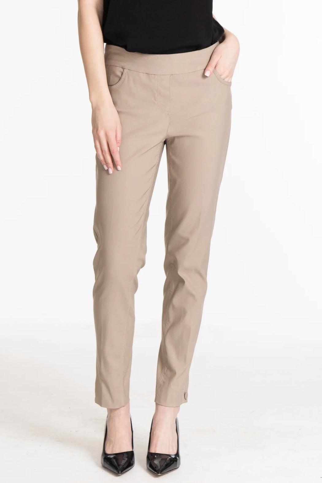 PULL-ON REAL 4-POCKET ANKLE PANT WITH BUTTON HEM VENTS - WHITE ONLY Female Product Image