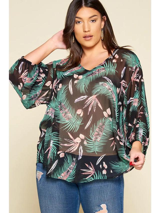 Tropical Leaf Chiffon Top Female Product Image