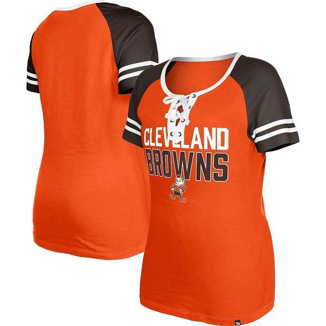 Womens New Era Cleveland Browns Throwback Raglan Lace-Up T-Shirt Product Image