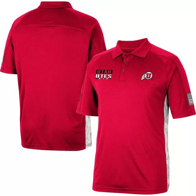 Mens Colosseum Red Utah Utes OHT Military Appreciation Snow Camo Polo Product Image