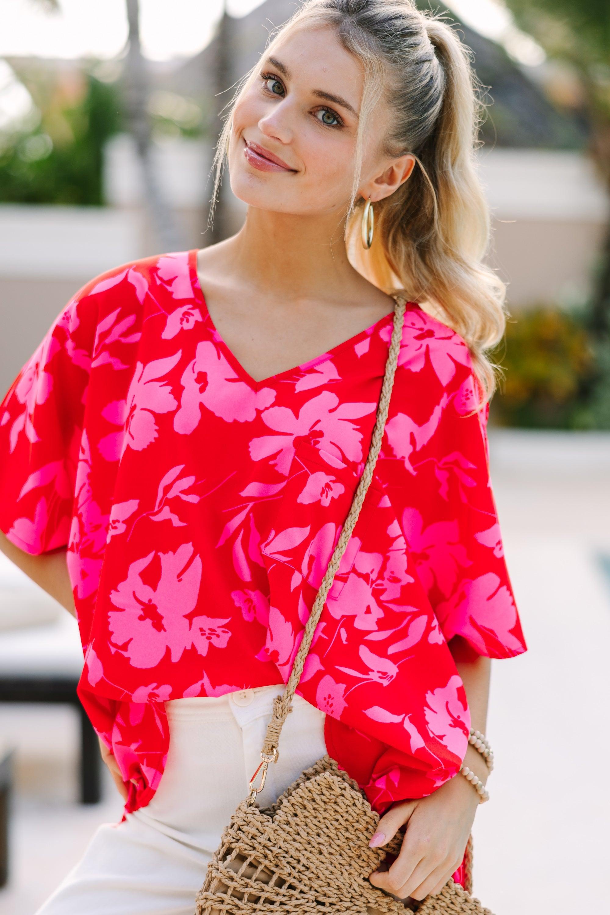 Couldn't Be Better Red Floral Top Female Product Image