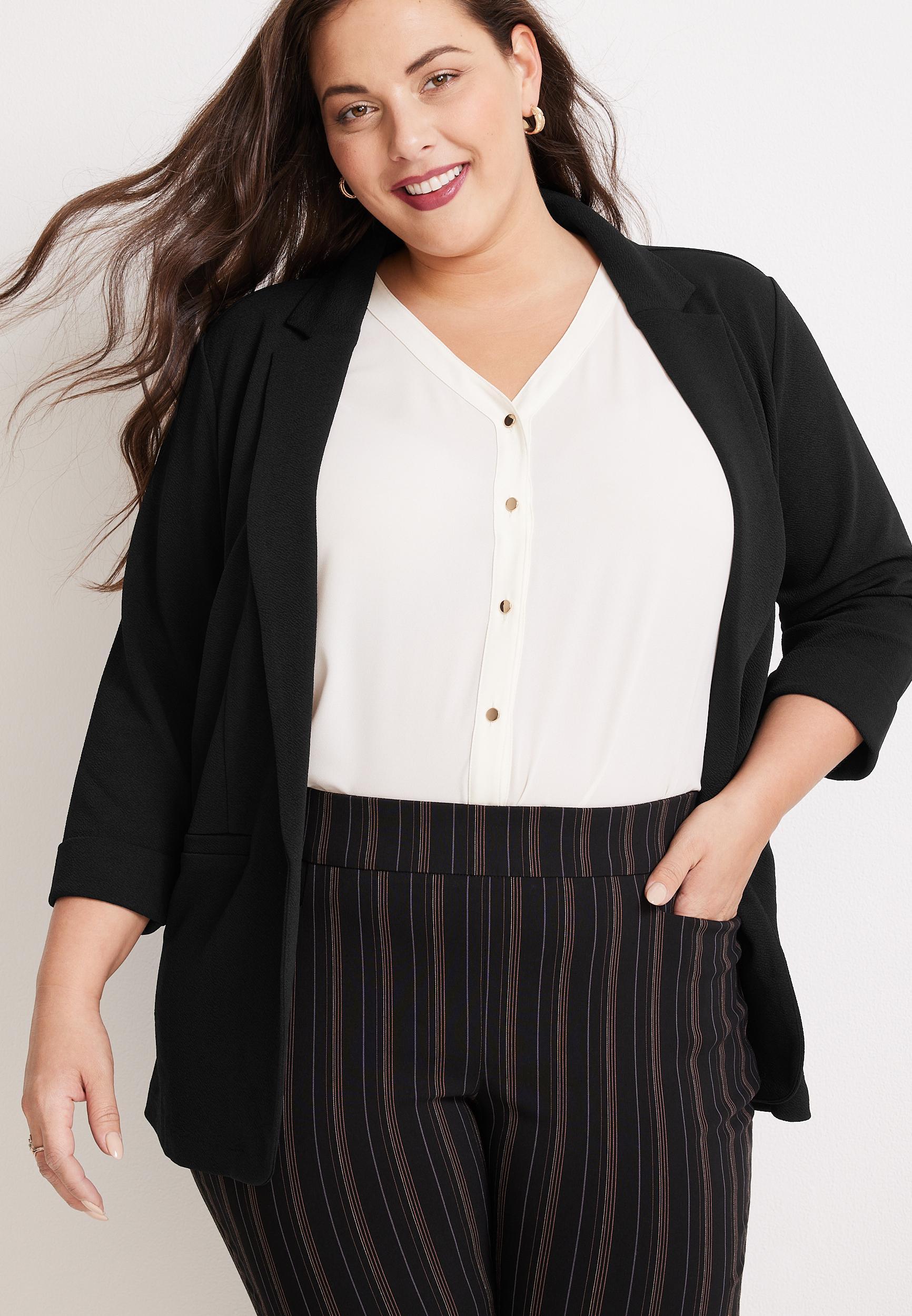 Maurices Plus Size Womens Blazer Versa Open Front Size 3X Product Image