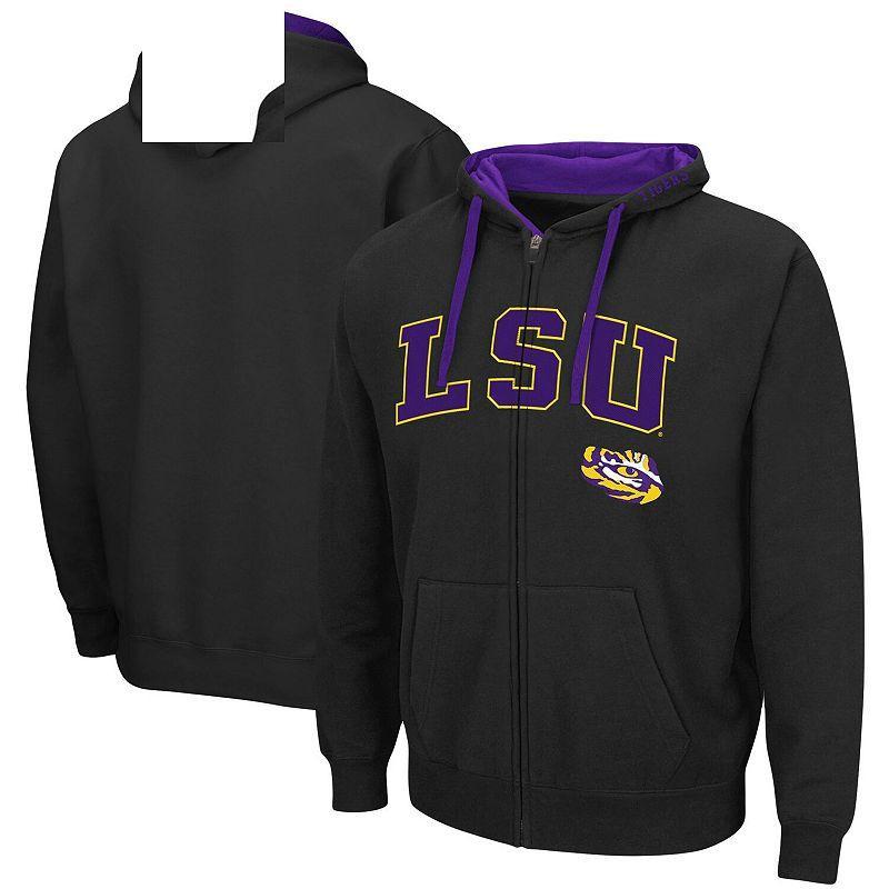 Mens Colosseum Black Lsu Tigers Big and Tall Full-Zip Hoodie Product Image