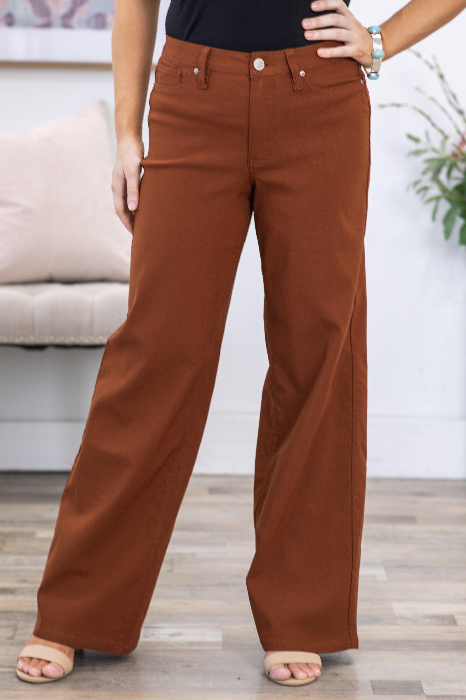 YMI Cognac Hyperstretch Wide Leg Pants Product Image