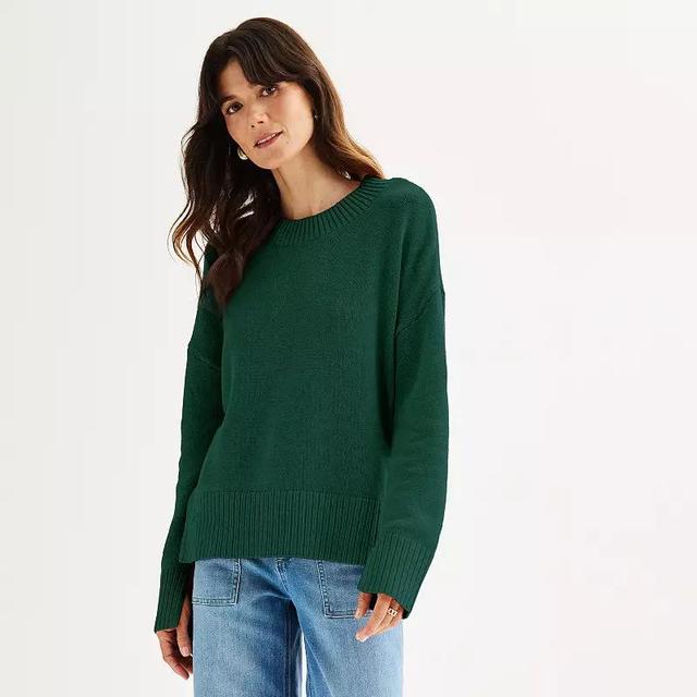 Womens Sonoma Goods For Life Side Slit Crewneck Sweater Product Image