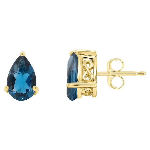 Alyson Layne 14k Gold Pear Cut London Blue Topaz Stud Earrings, Womens Product Image