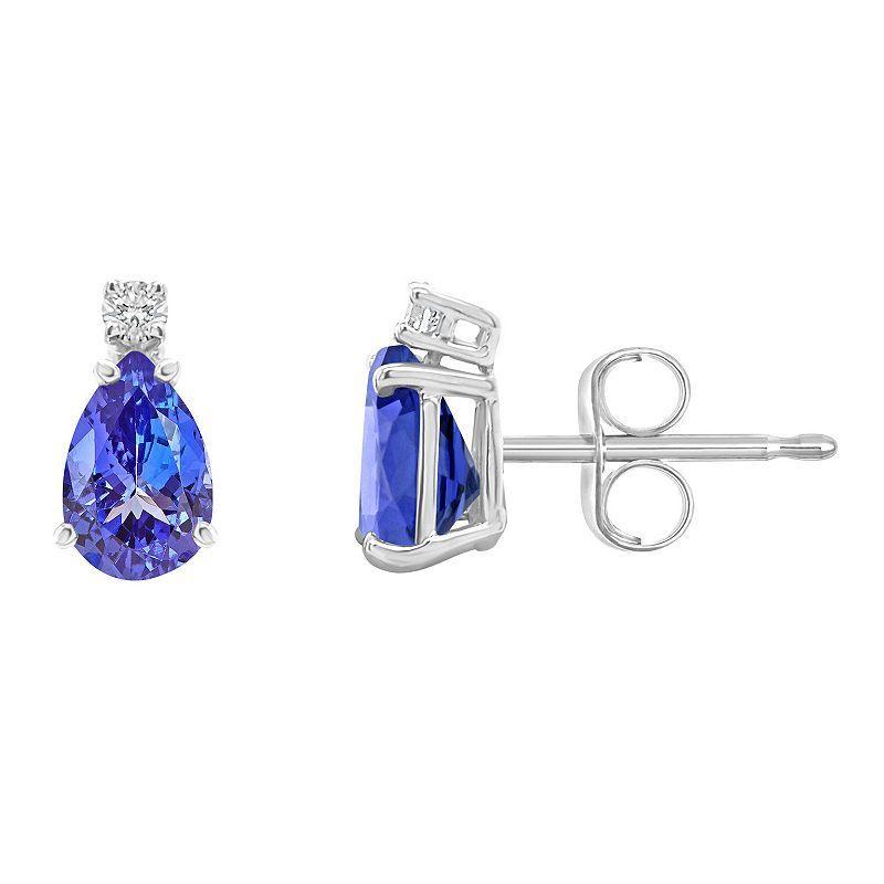 Belk & Co 14K Gold 6X4 Pear Shape Sapphire Diamond Accent Earrings Product Image