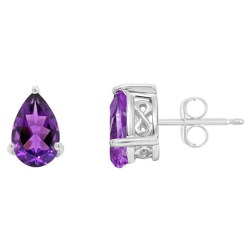 Alyson Layne 14k Gold Pear Cut Amethyst Stud Earrings, Womens, Purple Product Image