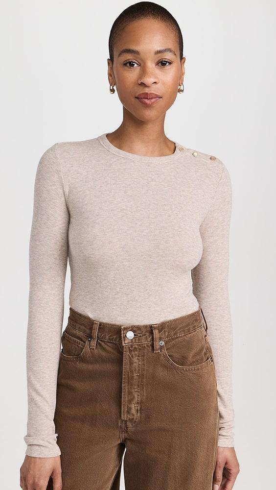 FRAME Rib Button Crew Top | Shopbop Product Image