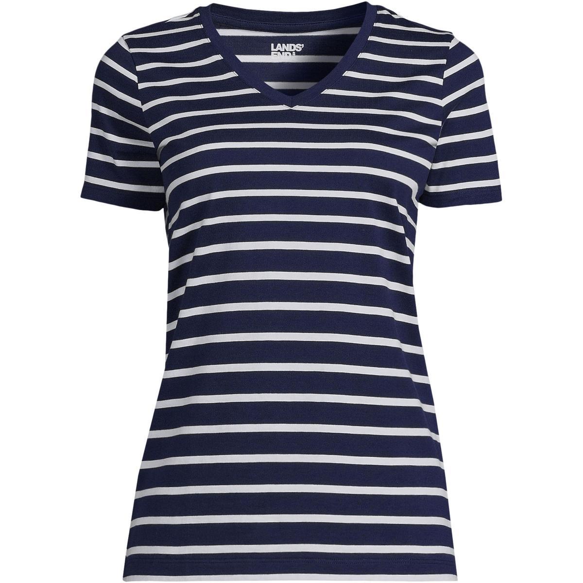 Lands End Womens Relaxed Supima Cotton Short Sleeve V-Neck T-Shirt Product Image