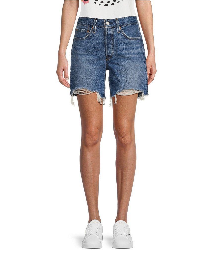 Levi's® 501 Mid Thigh High Rise Distressed Hem Shorts Product Image