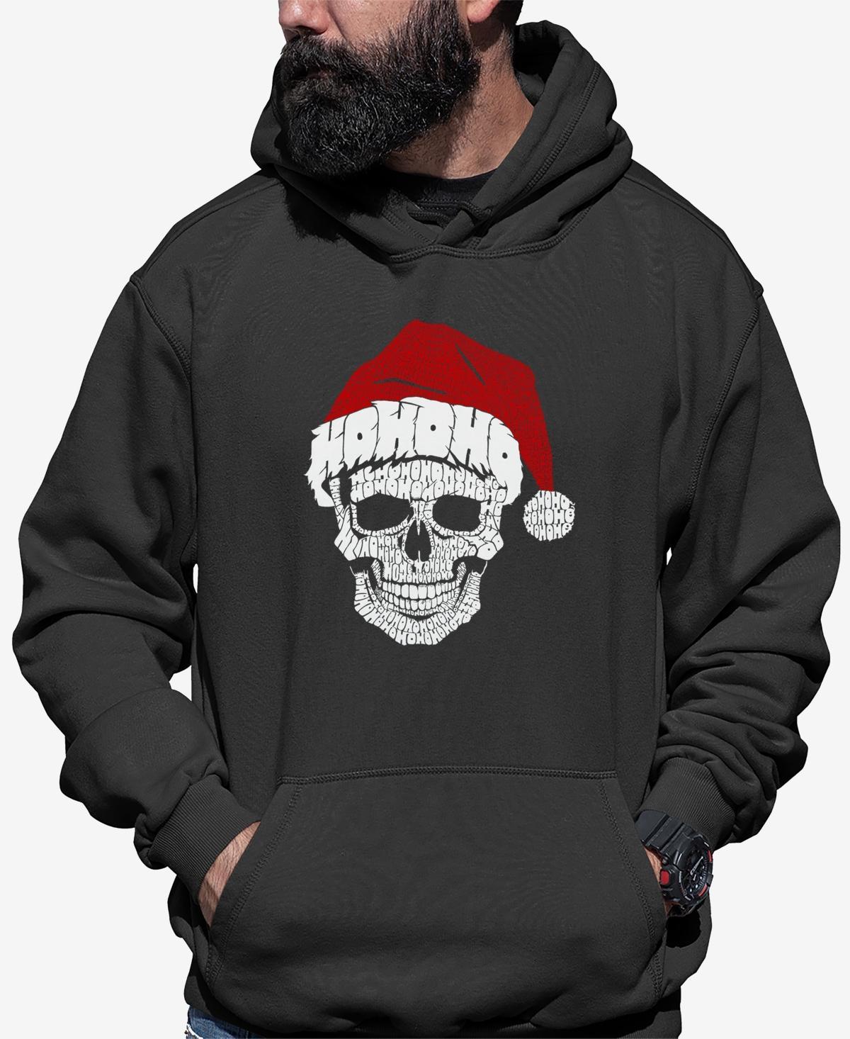 La Pop Art Mens Santa Skull Word Art Hooded Sweatshirt Product Image