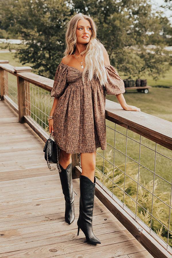 Small Town Cutie Floral Mini Dress in Mocha Product Image