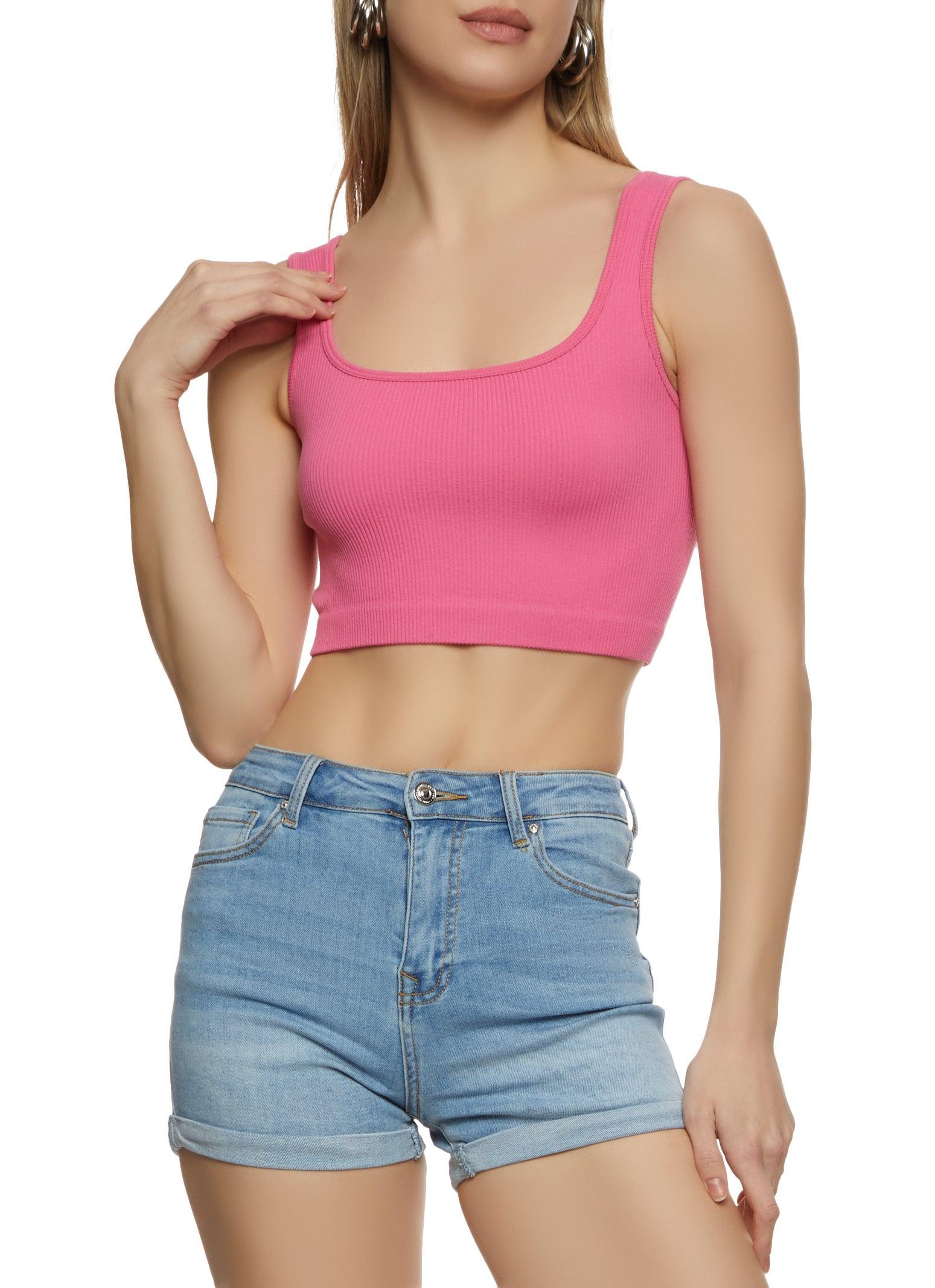 Womens Seamless Rib Knit Crop Top Product Image