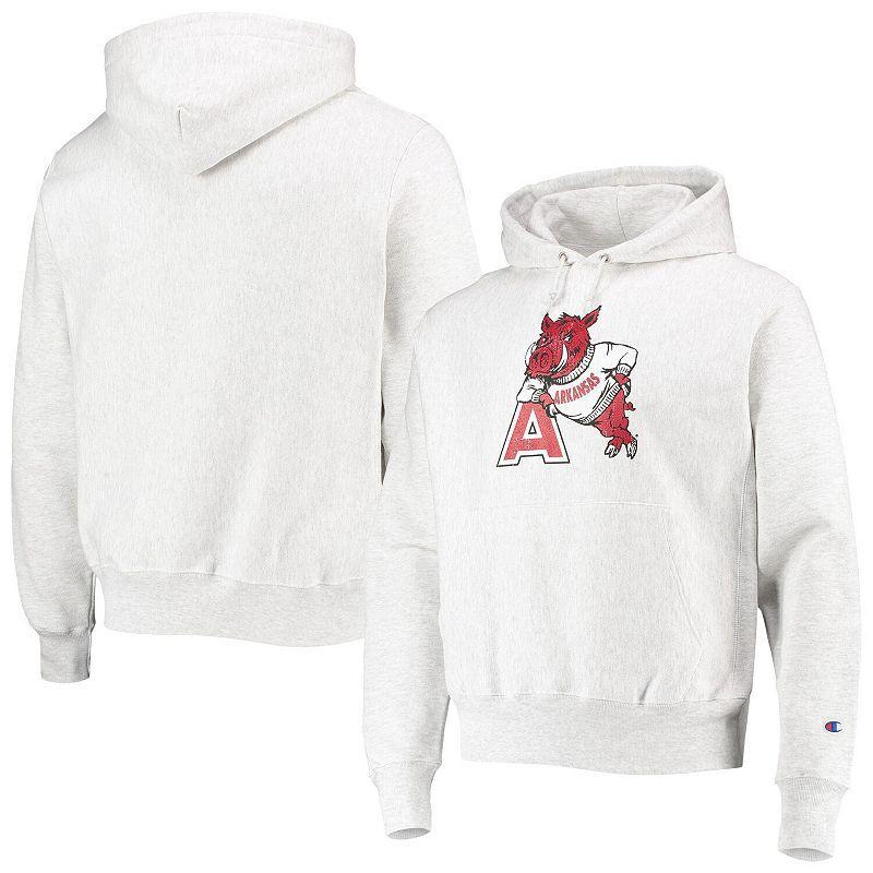 Mens Champion Heathered Gray Arkansas Razorbacks Team Vault Logo Reverse Weave Pullover Hoodie Product Image