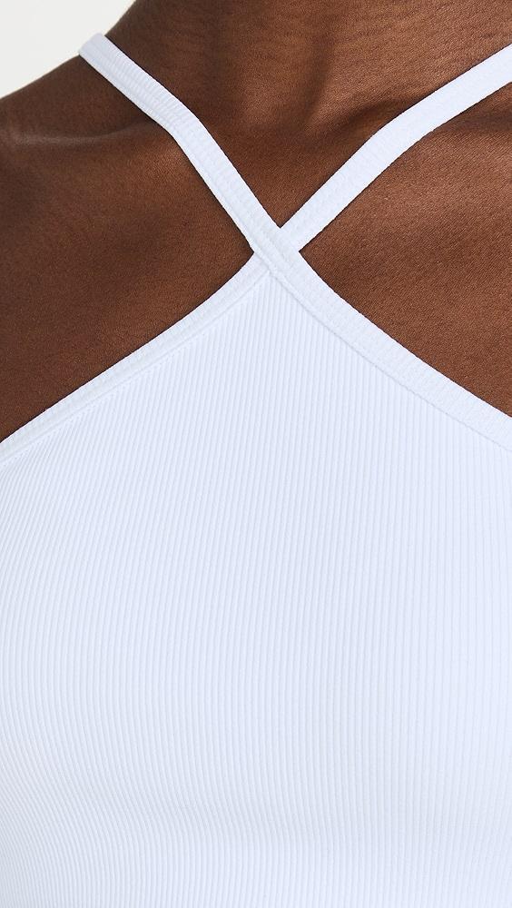 Alo Yoga Goddess Ribbed Cross Crop Top | Shopbop Product Image